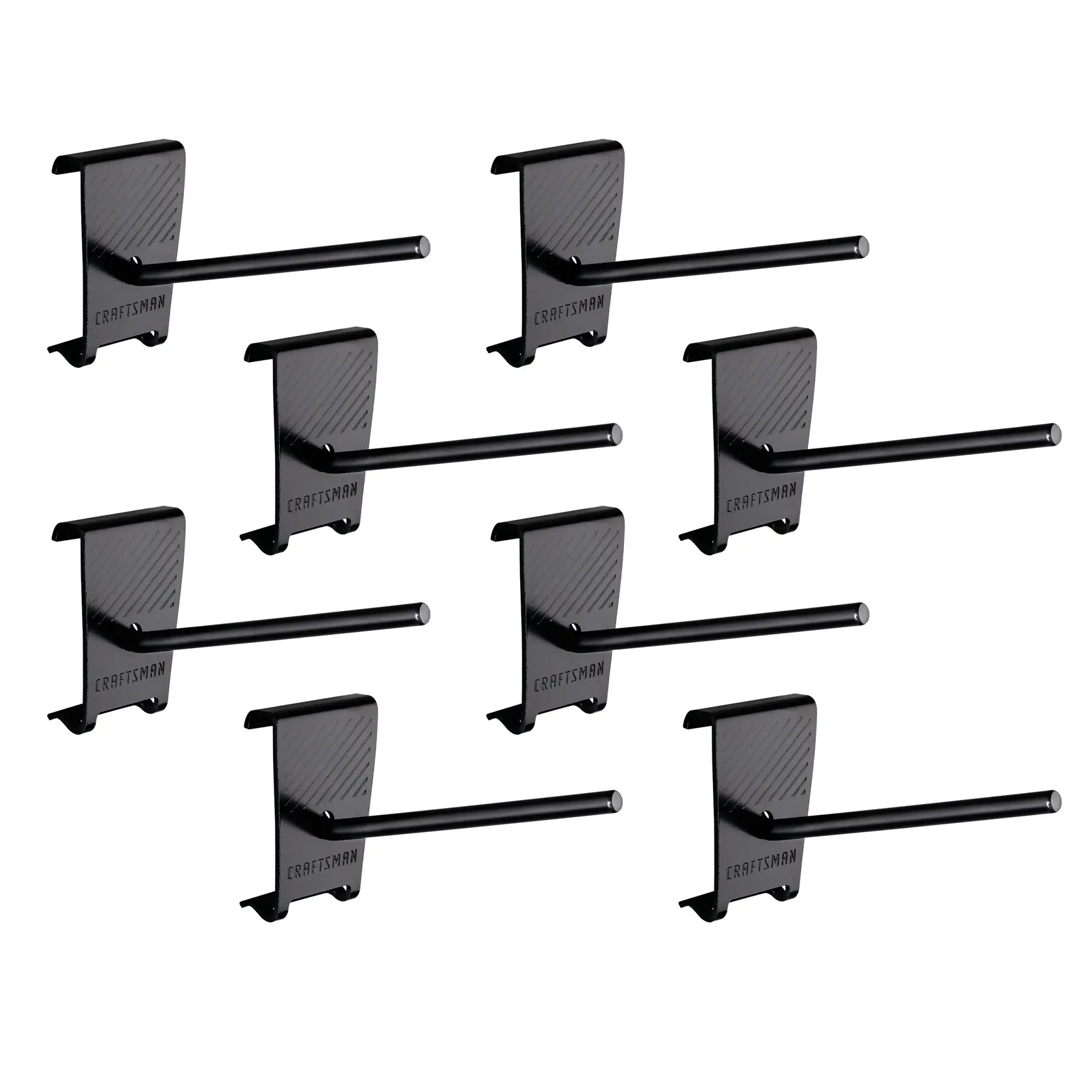 Photo of Craftsman CMSTE8VT black metal wall hooks set, side angle, product category: photography.